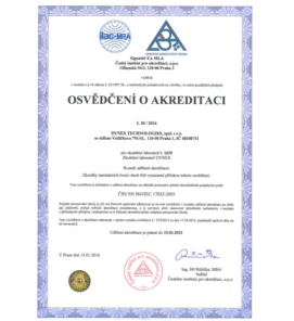 Accreditation certificate Testing laboratory
